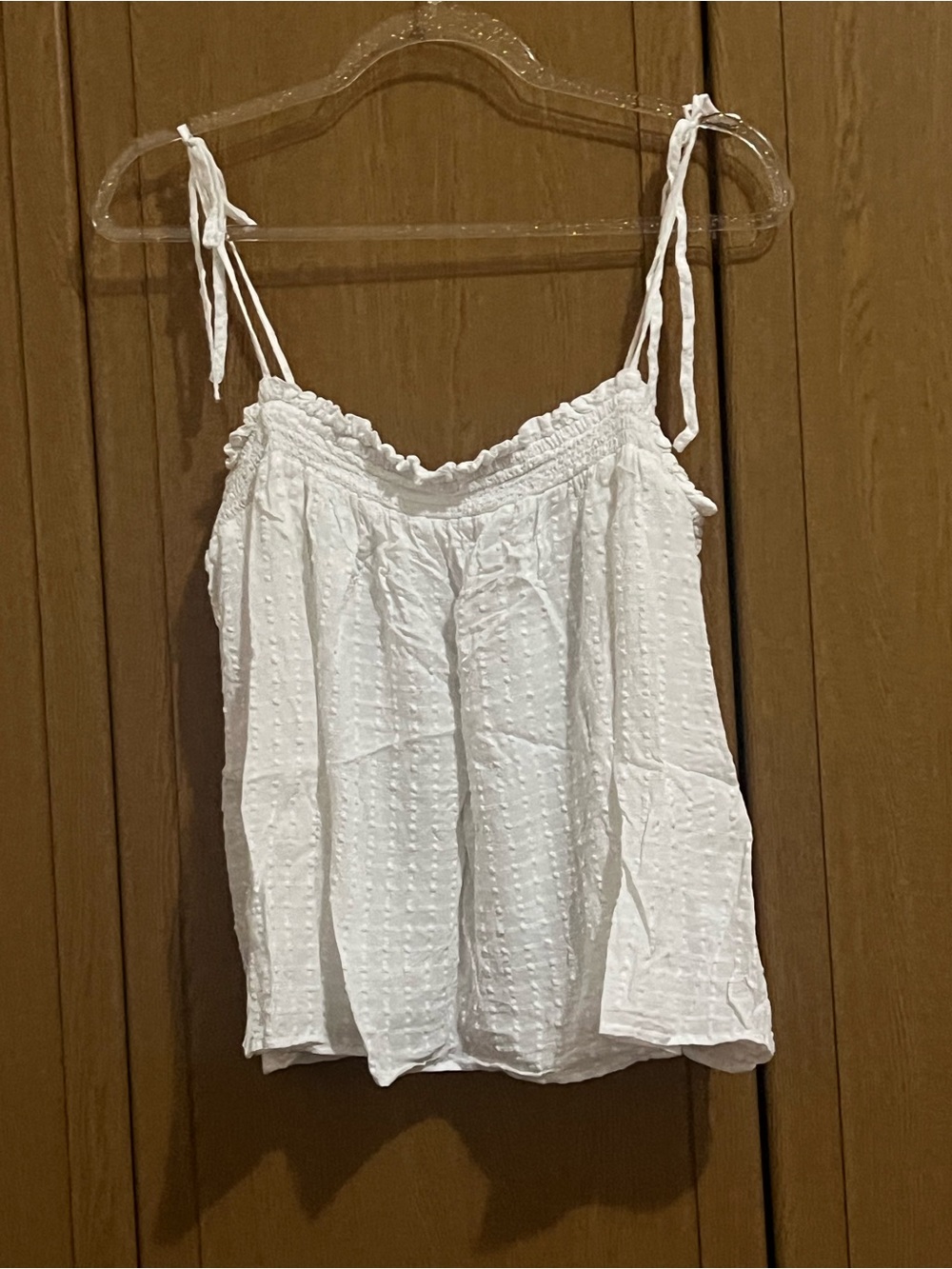 LOFT White Textured Tie-Shoulder Camisole Size L